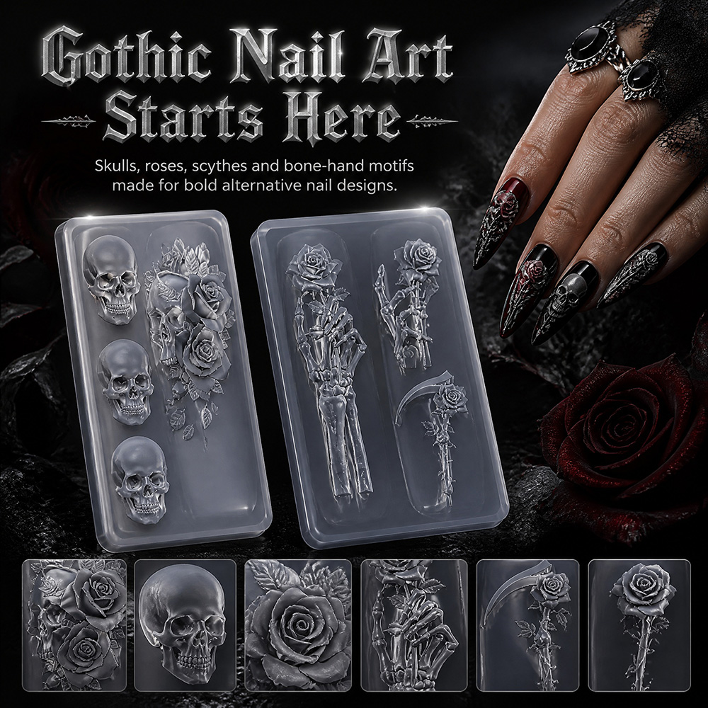 Nail Art Vintage - Zestaw 2 szt. Formy silikonowe do