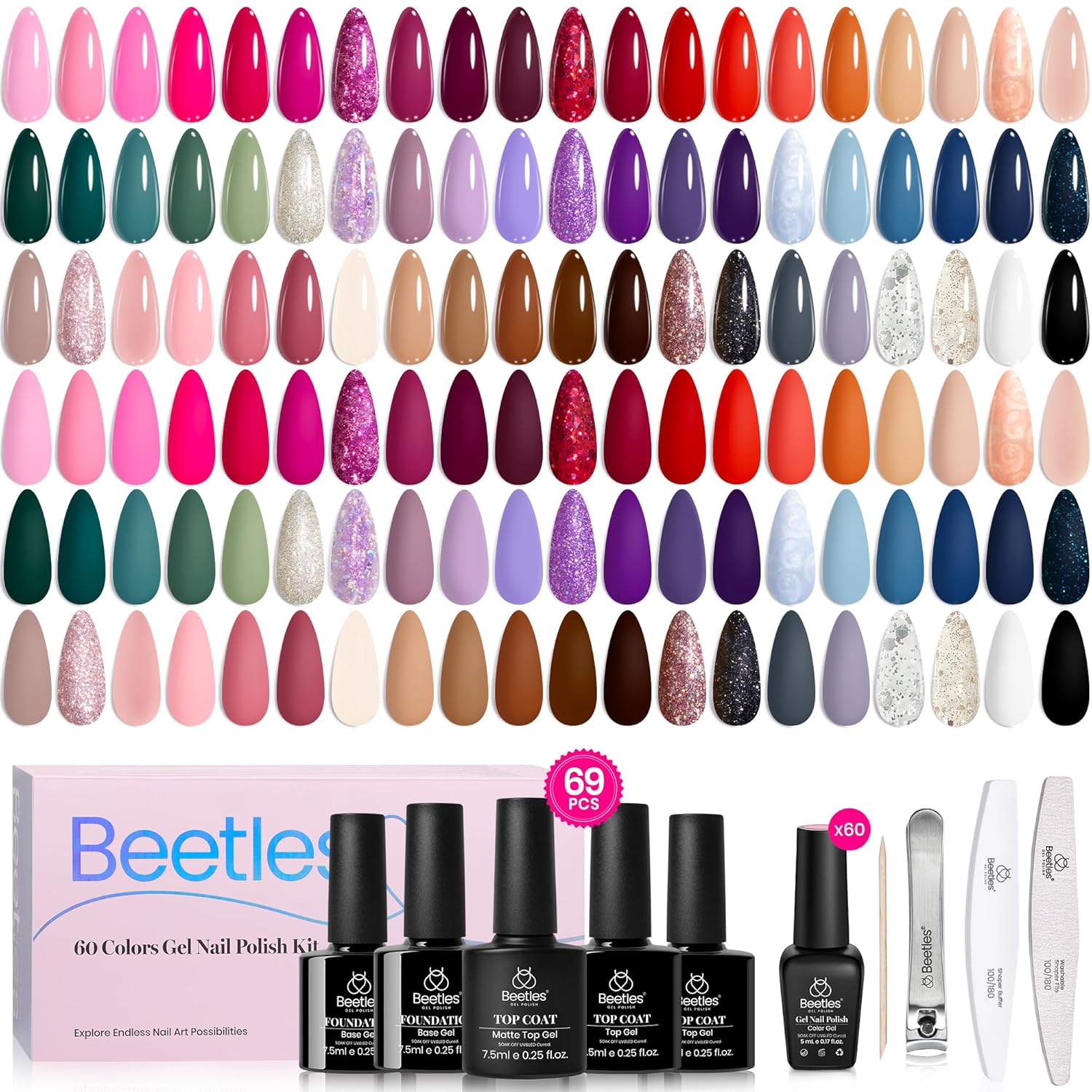 Nail Art Orange - Zestaw żelowych lakierów do paznokci Beetles