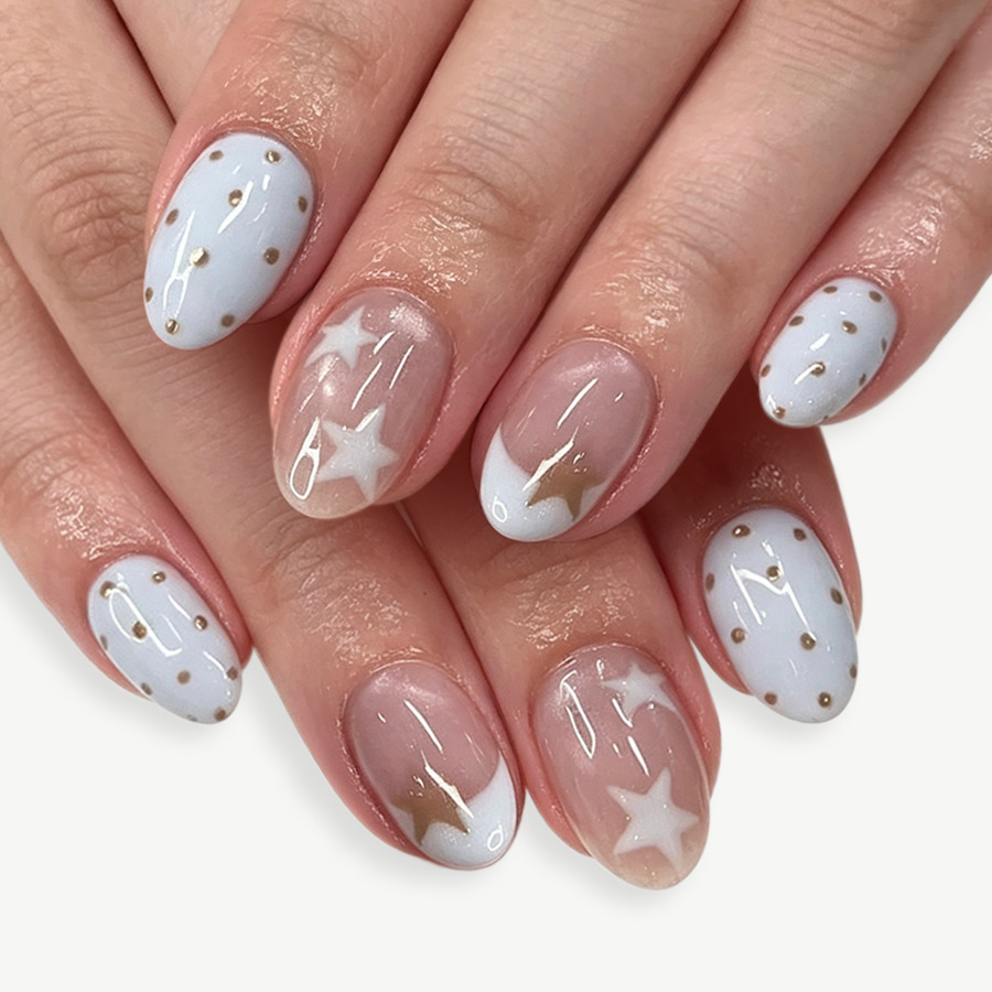 Nail Art Oval - 24 sztuki sztucznych paznokci z motywem