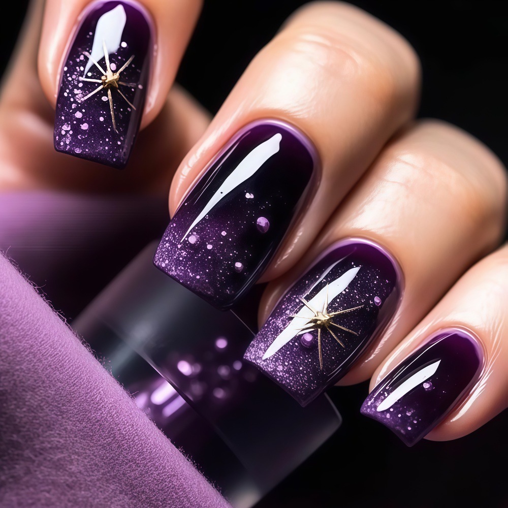Nail Art Maroon - Krótkie średniej długości sztuczne paznokcie gradient