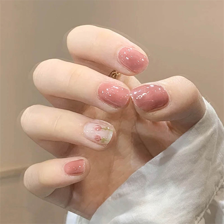 24PCS Krótkie akrylowe złote s – Nail Art Maroon recenzja i cena